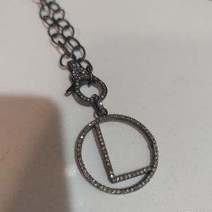 Black Diamond "L" and Gunmetal Necklace